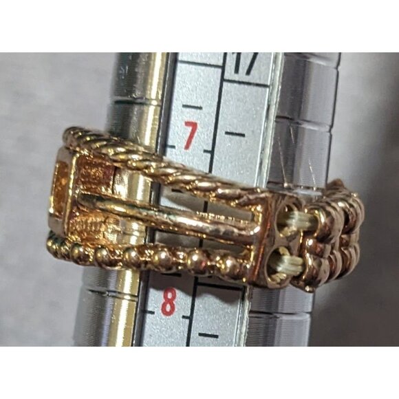 Paparazzi A Square Deal Gold Tone Stretch Ring Size 8 - Picture 14 of 14